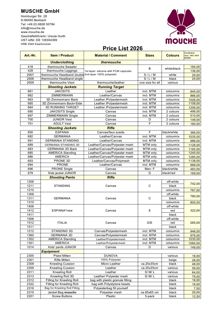 Screenshot mouche pricelist 2026